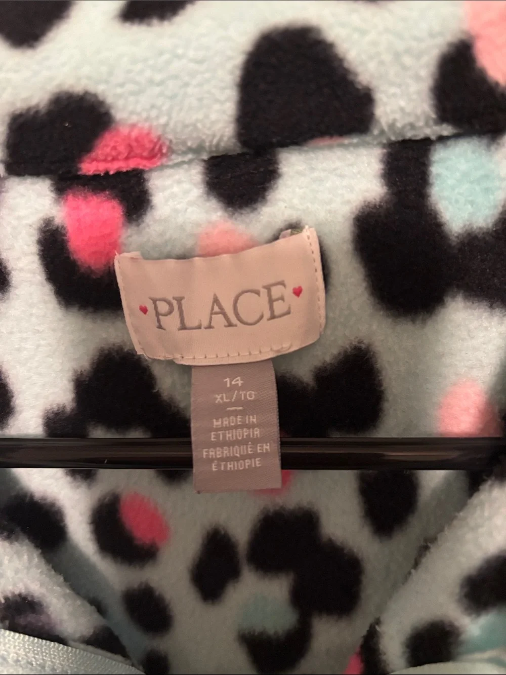 The Children's Place Mint Leopard Print Fleece Half-Zip Jacket with Pink Accents